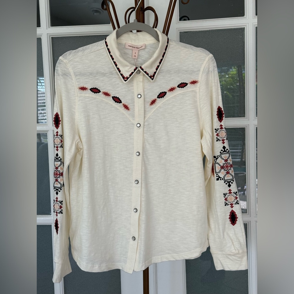 Vintage Threads Western Embroidered Snap Shirt – Size S